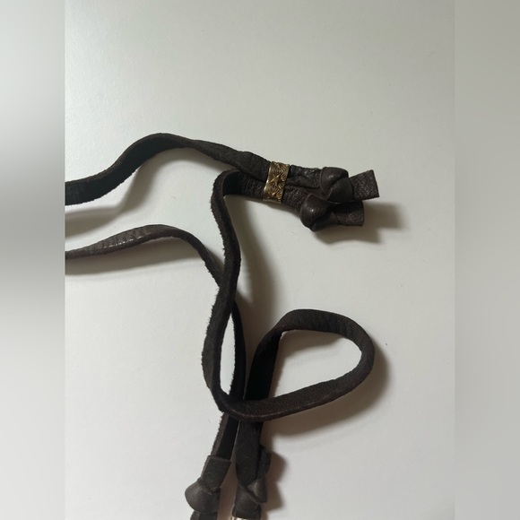 Leather Gemstone Long Sundance Style Necklace - Picture 3 of 3